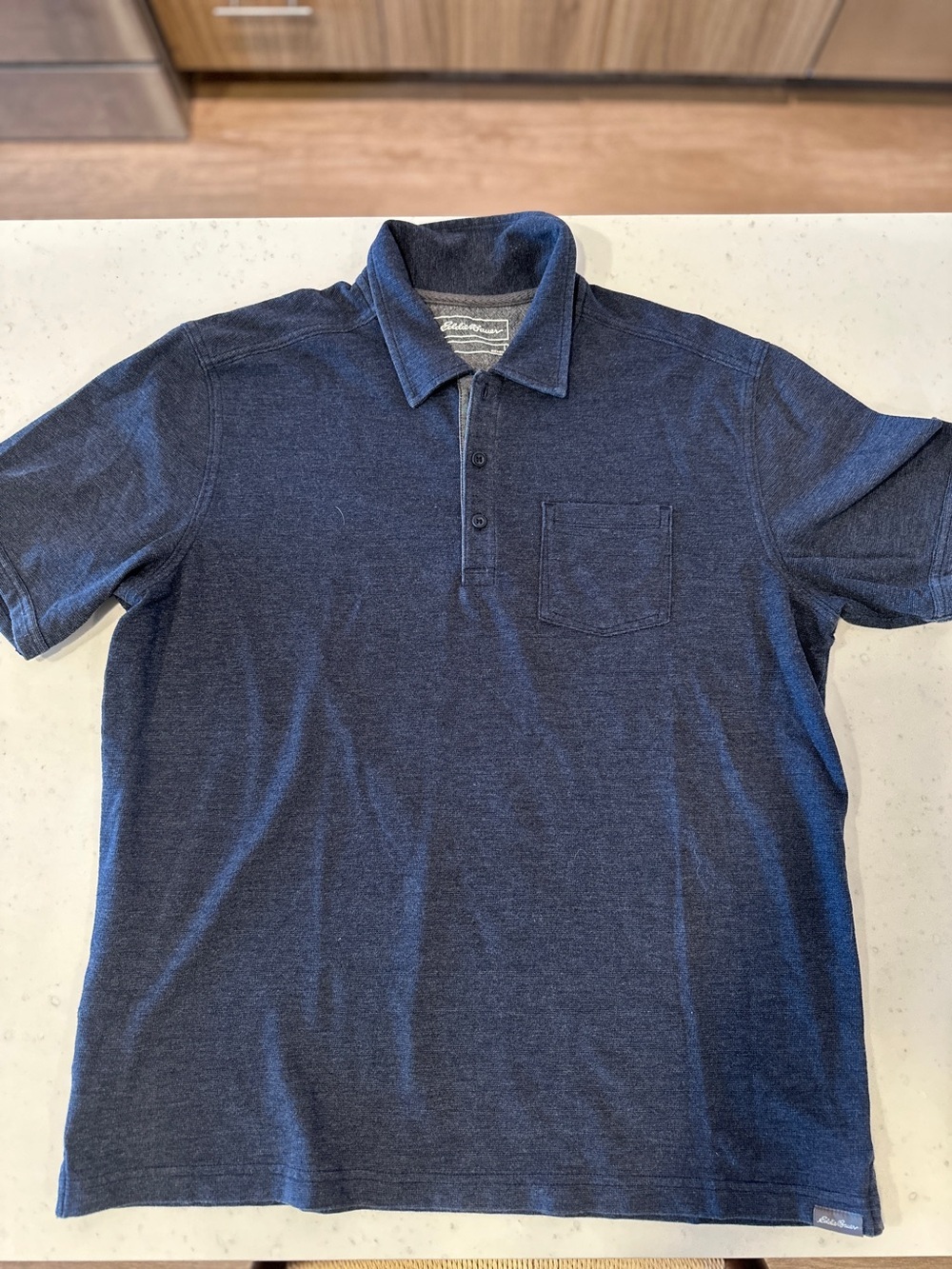 NWOT Eddie Bauer Navy Blue Polo Large Golf Casual Summer Classic Lightweight